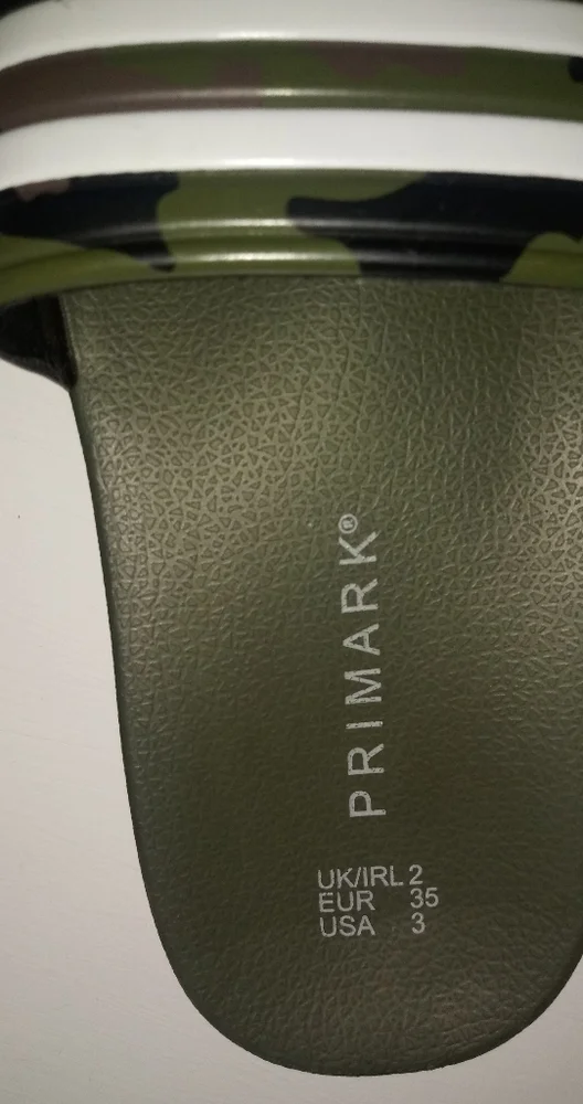 Primark Boys Olive green and white Striped Slides